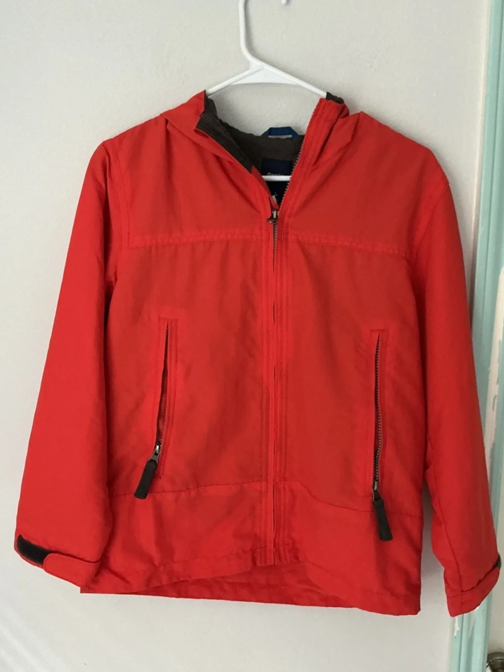 GAP Kids Red Hooded Zip Rain Jacket